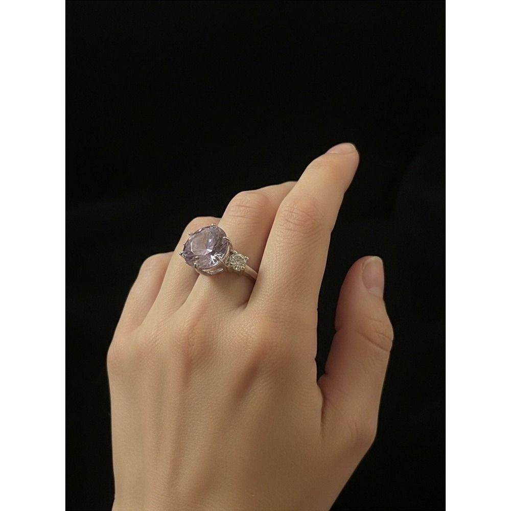 JTV BBJ 9.25 Sterling Silver Kunzite CZ Ring Size 5‎